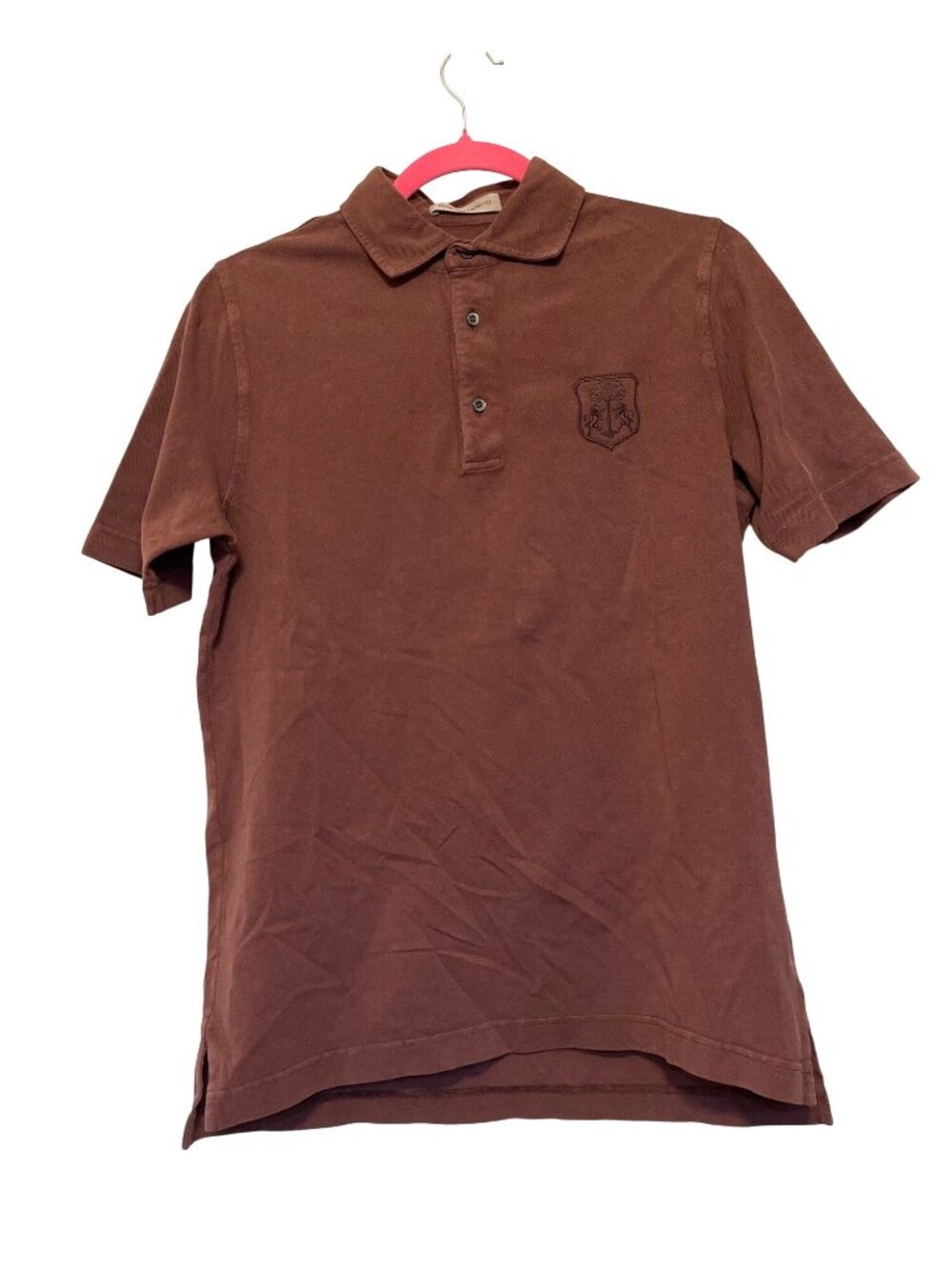 Corneliani Mens Burgundy Cotton Pique Polo Shirt Short Sleeve Size 48/XL